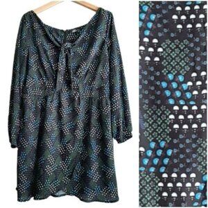 eSHAKTI | Flowy Lightweight Abstract Floral Mini Dress Tan Brown Sz L